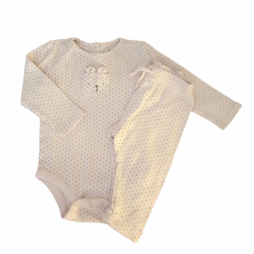 Baby GAP 2pc Polka Dot Pink Long Sleeve Bodysuit/Pants Outfit sz 6-12M Girls